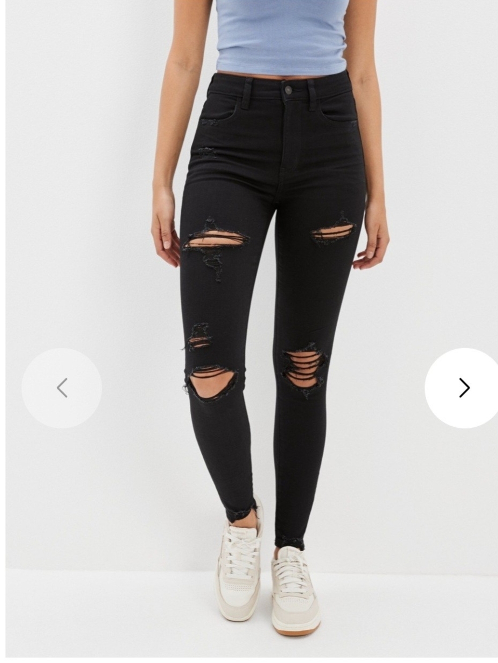 American Eagle Outfitters Black Ripped Super High-Waisted Jegging